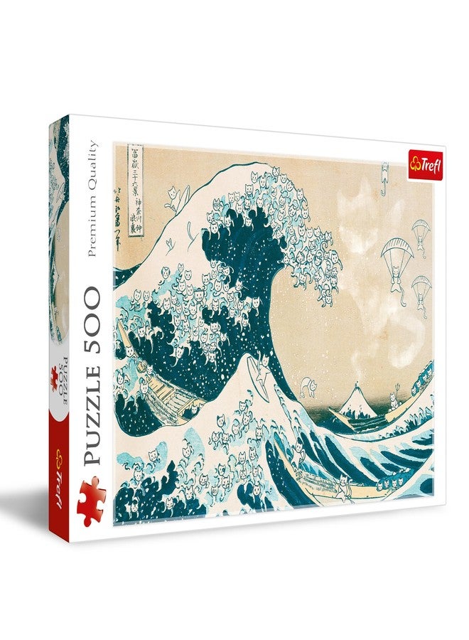 Trefl The Great cat Wave 500 Piece Jigsaw Puzzle, Red 19"x13" Print, DIY, Creative Fun, Classic Puzzle for Adults and Children from 10 Years Old - Image 1