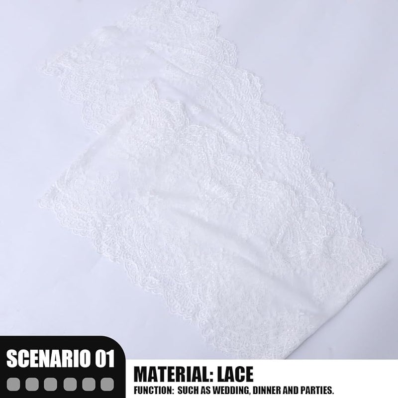 White Lace Table Runner Vintage Romantic Tablecloth Wedding Home Dining Decor - Image 2