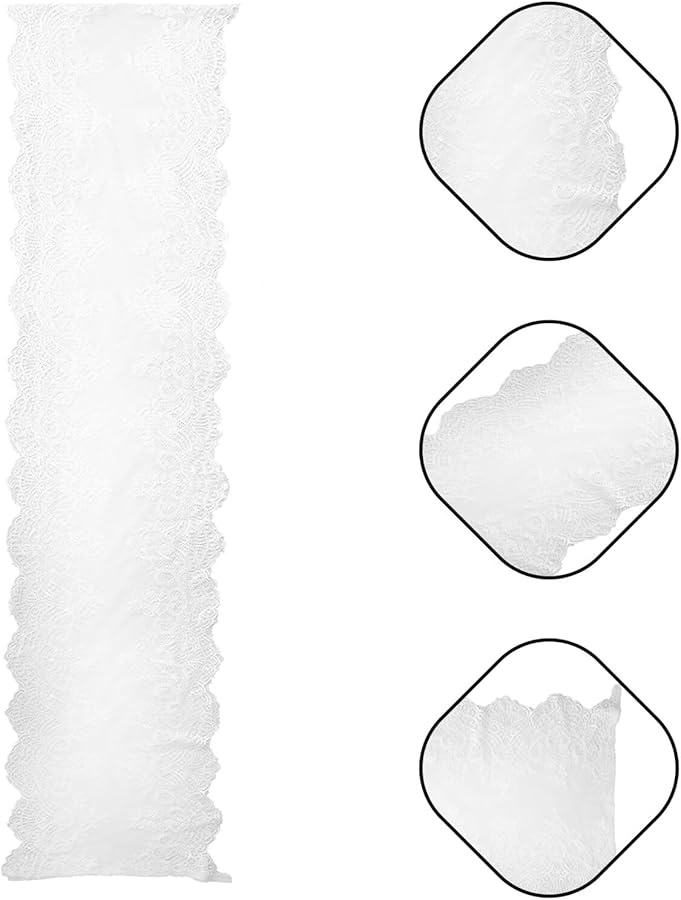 White Lace Table Runner Vintage Romantic Tablecloth Wedding Home Dining Decor - Image 3