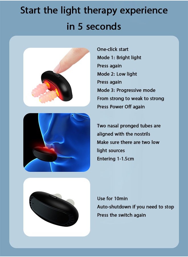 MAANGE Infrared Ray Nasal Therapy Device, Rechargeable Nasal Soothing Device, 650NM Runny Sneeze Treatment Machine (Black)  - Image 4