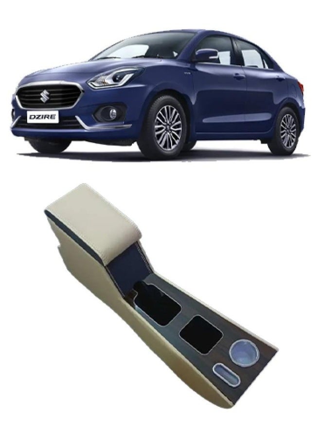 Armrest Console for Suzuki Dzire 2019 to 2025 Beige with Storage Compartment and Cup Holder Custom Interior Fit - Image 1