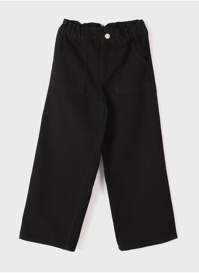 LC WAIKIKI Elastic Waist Wide Leg Girl Jean Trousers  - Image 1