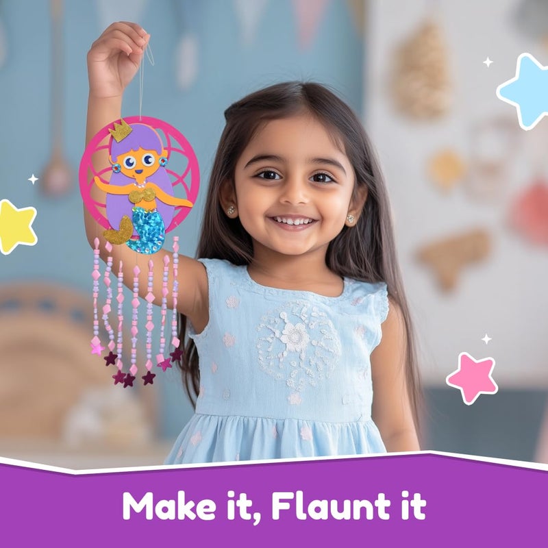 Bloomingo Mermaid Dreamcatcher: DIY Rock Painting Kit for Kids | Underwater-Themed Set with Art & Craft Kit with Non-Toxic Paints & Accessories | STEM Craft Kit | Birthday Gift for Kids Age 4+ - Image 5