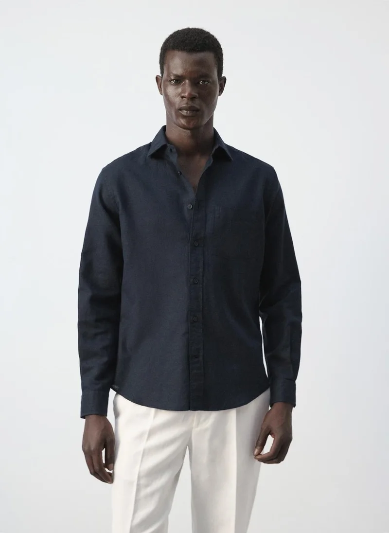 مانجو مان Linen Cotton Shirt With Pocket
