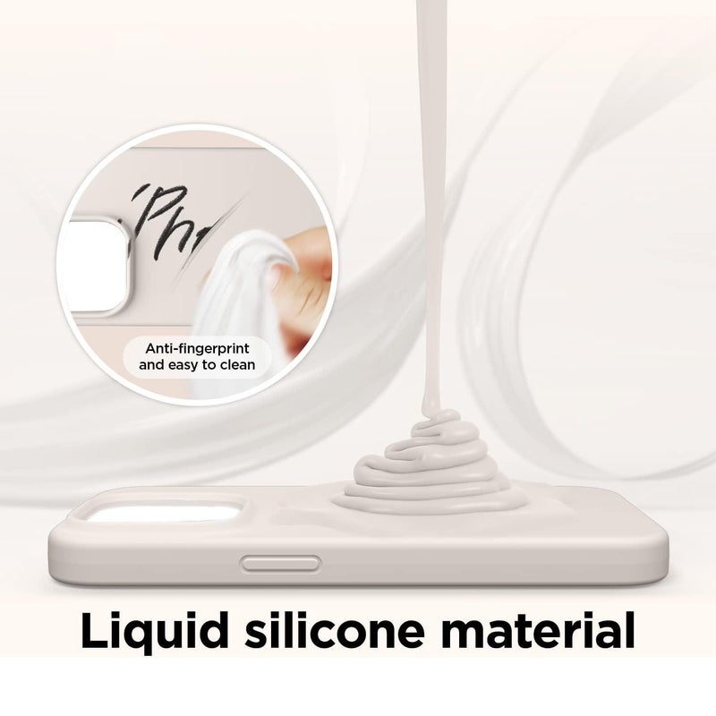 إيروريكس جراب هاتف سيليكون سائل بسيط وشامل بلون سادة لهاتف iPhone 17 Pro Max (Starlight) - Image 4