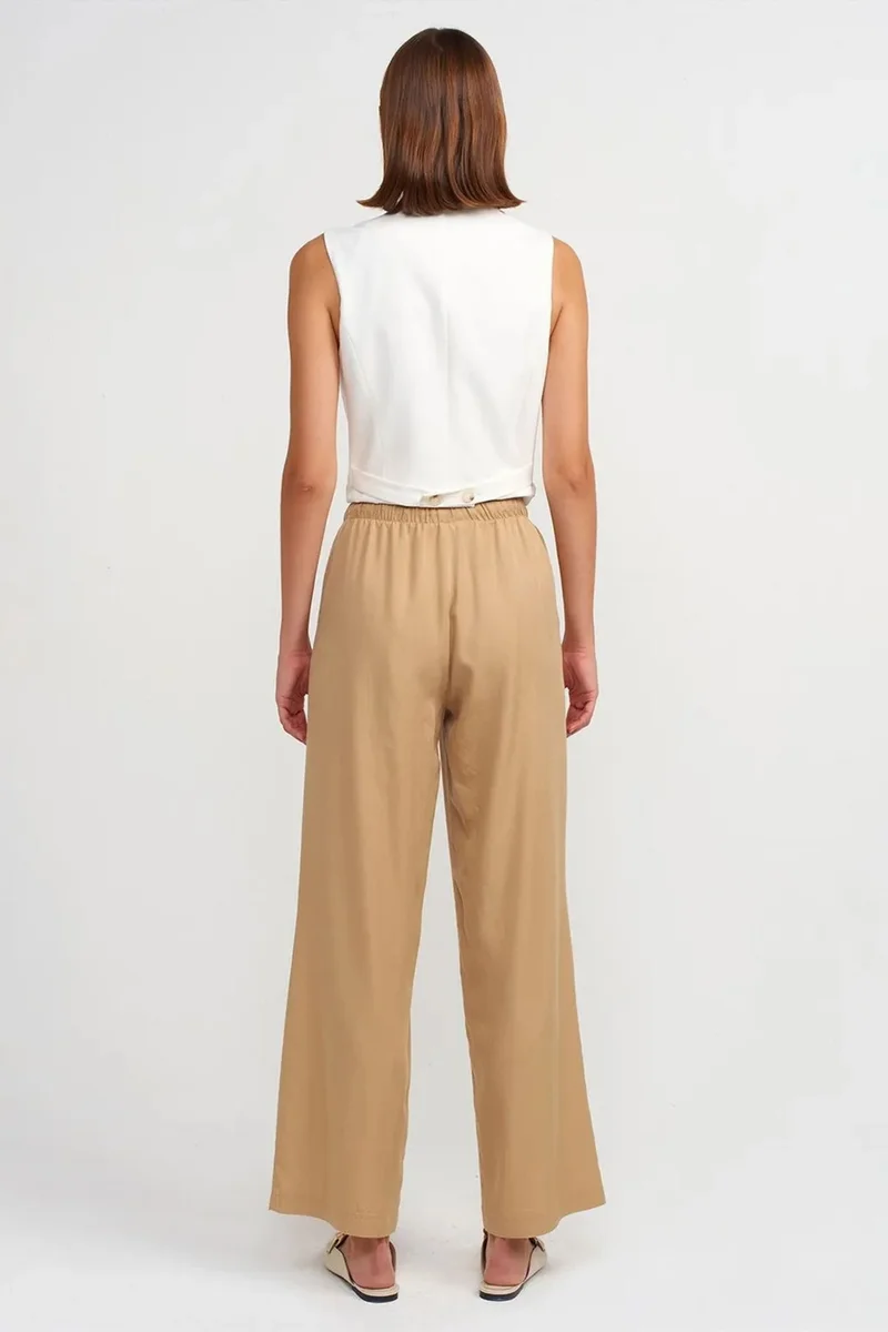 ديلفين DILVIN Women's Wide-leg Tencel Trousers With Drawstring Waist