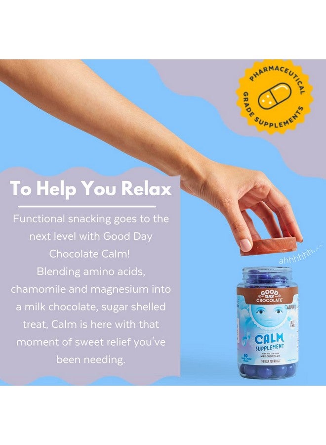 Good Day Chocolate Natural Calming Supplement for Adults, Blend of Camomile, Theanine, Magnesium, Fair Trade and Non-GMO Chocolate, 80 Pieces - Image 3