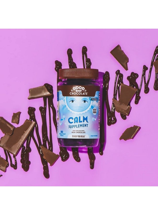 Good Day Chocolate Natural Calming Supplement for Adults, Blend of Camomile, Theanine, Magnesium, Fair Trade and Non-GMO Chocolate, 80 Pieces - Image 4