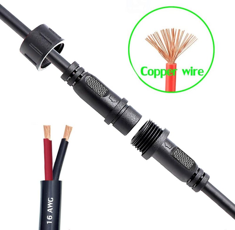 QOFOWIN 2 Wire Waterproof Connector, 2Pin Male Female Plug LED Connector,with 16AWG IP68 20CM Extension Cable for Car, Boat,Truck,Indoor/Outdoor LED Strip Lights(2Pin 5Pairs) - Image 5