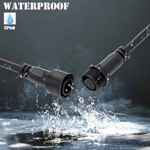 QOFOWIN 2 Wire Waterproof Connector, 2Pin Male Female Plug LED Connector,with 16AWG IP68 20CM Extension Cable for Car, Boat,Truck,Indoor/Outdoor LED Strip Lights(2Pin 5Pairs) - Image 2