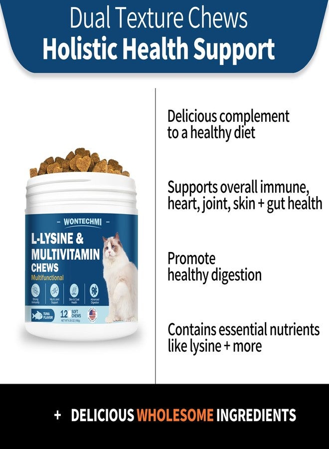 وونتيكمي مكمل غذائي للقطط من WONTECHMI يحتوي على L-Lysine، فيتامينات للقطط لعلاج العطس وسيلان الأنف ونزلات البرد ودعم المناعة ووظائف العين وصحة الجهاز التنفسي، مكافآت طبيعية للقطط تحتوي على الليسين (120 قطعة للمضغ، بنكهة التونة) - Image 5