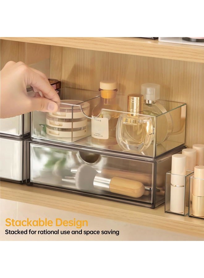 PAVSTINE Medicine Cabinet Organizer 2 Pack, Stackable Storage Drawers with Removable Divider, Make Up Organizer for Bathroom Mirror Cabinets, Vanity, Closet, Countertop - Clear - Image 4