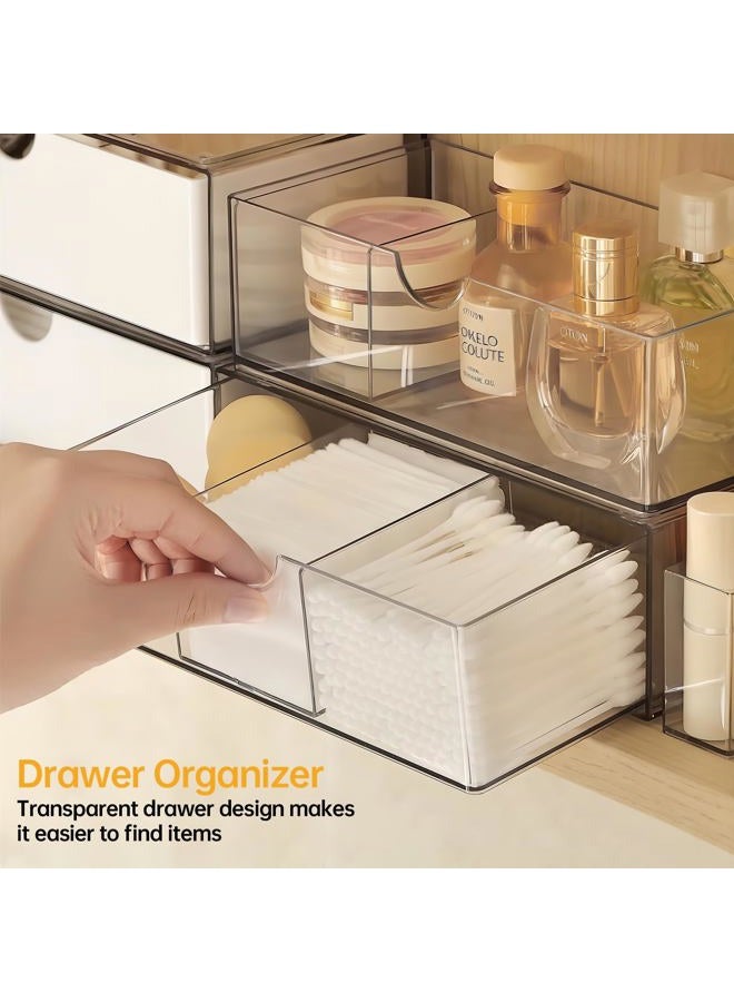 PAVSTINE Medicine Cabinet Organizer 2 Pack, Stackable Storage Drawers with Removable Divider, Make Up Organizer for Bathroom Mirror Cabinets, Vanity, Closet, Countertop - Clear - Image 3