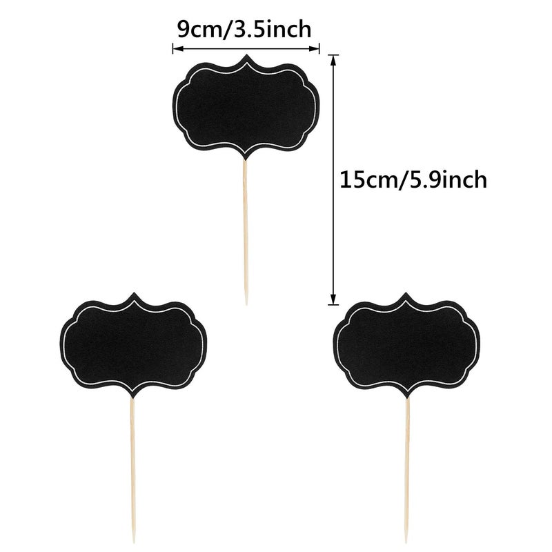 Blulu 50 Pieces Cheese Markers for Charcuterie Board Buffet Labels Food Tags Blank Toothpick Flags Appetizer Signs Chalkboard Cupcake Toppers Picks for Wedding Birthday Party Decorations (Black) - Image 2