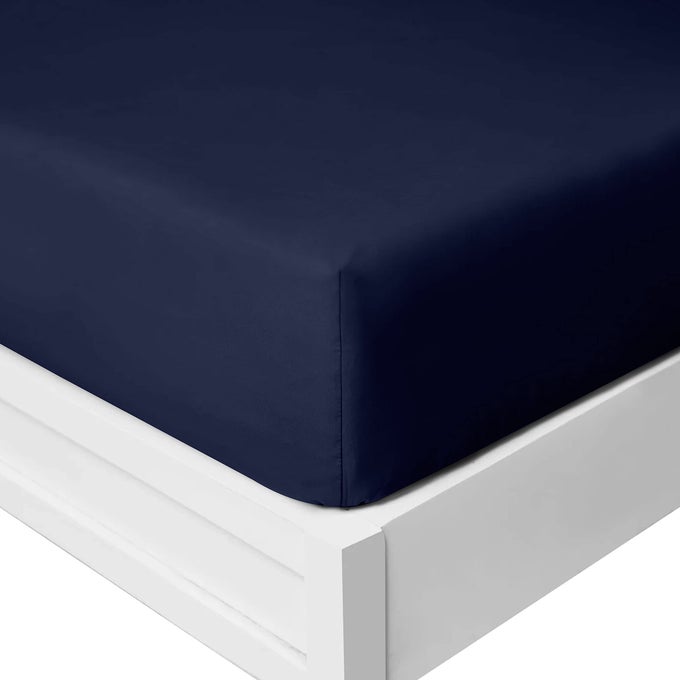 25 CM FITTED BED SHEETS SUPER SOFT DEEP FITTED SHEET BRUSHED MICROFIBRE ANTI WRINKLE BEDSHEET BREATHABLE FADE RESISTANT NAVY SINGLE