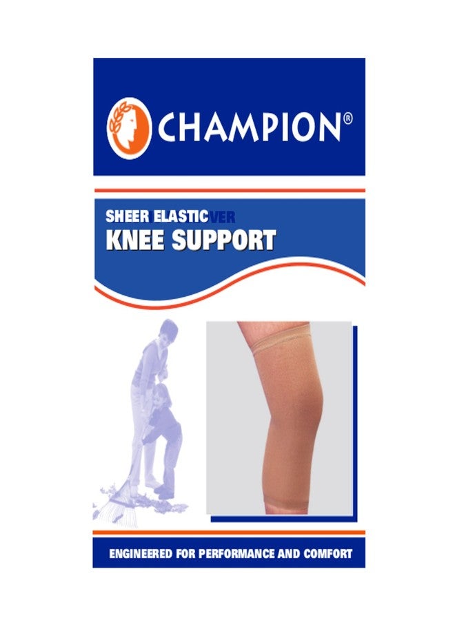 CHAMPION Lightweight Brace Knit Elastic Knee Support, Beige, Large - Image 4