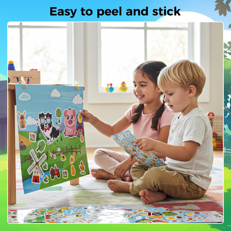 Fyguard 36 Sheets Farm Animal Stickers, Make Your Own Faces Stickers for Kids, Mixed and Match Animal Sticker for Farm Decorations Animals Party Classroom Craft DIY Projects, 9 Designs - Image 4