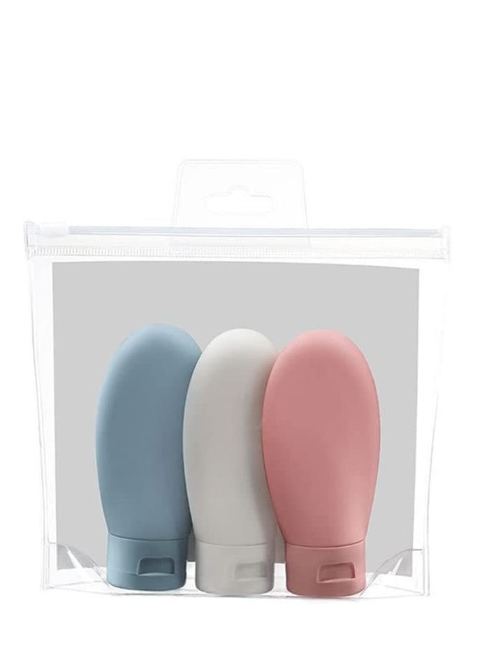KASTWAVE - 3 Pcs Travel Bottles Set,60ML Travel Bottles Containers, Small Mini Empty Plastic Squeeze Bottles for Travel Toiletries, Shampoo and Conditioner with Storage Bag - Image 1