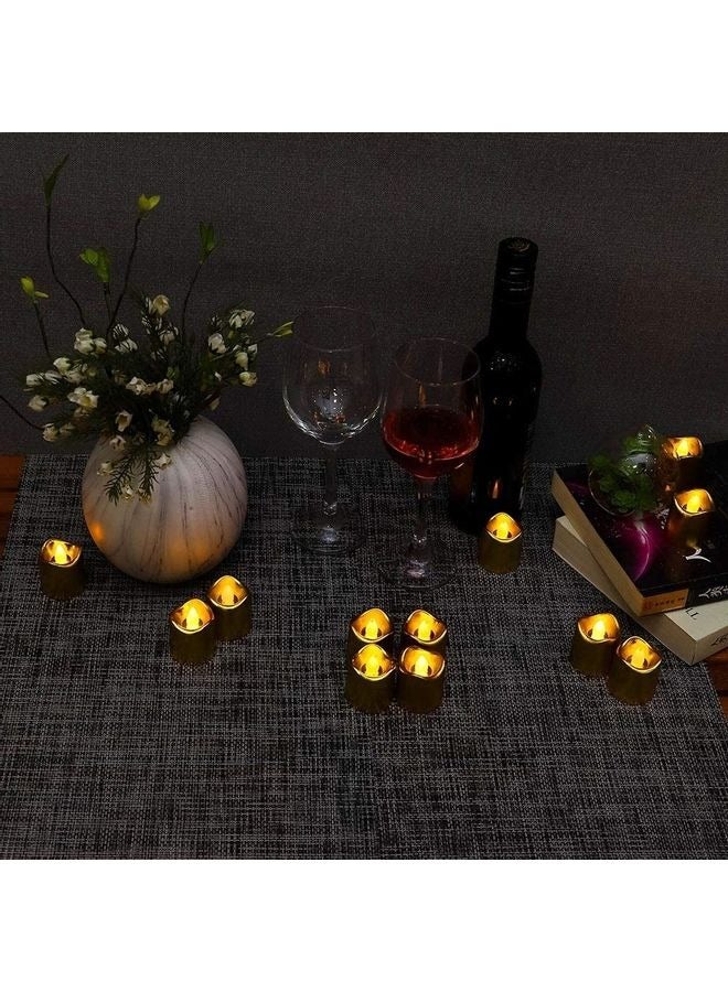 12-Piece Battery Operated Flameless LED Tea Light Candle Gold 4x5cm - Image 4