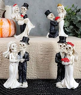 Ebros Gift Ebros Love Never Dies Eternal Wedding Skeleton Couples in Tuxedo and Gown Mini Figurines Set in Picture - Image 1