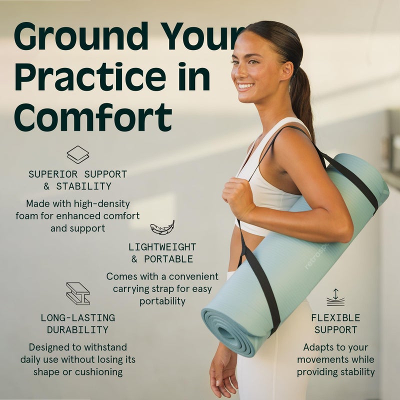 Retrospec Solana Yoga Mat 1" Thick w/Nylon Strap for Men & Women - Non Slip Exercise Mat for Home Yoga, Pilates, Stretching, Floor & Fitness Workouts - Boysenberry - Image 4