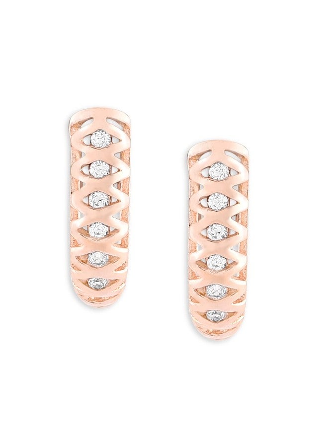 Ami Rose Gold Contemporary Cubic Zirconia Party Bling Brass Studs Earring For Women-ZPFK19399 - Image 1