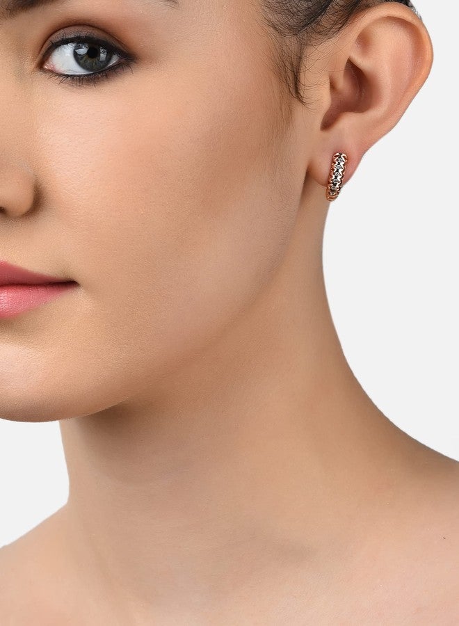 Ami Rose Gold Contemporary Cubic Zirconia Party Bling Brass Studs Earring For Women-ZPFK19399 - Image 3