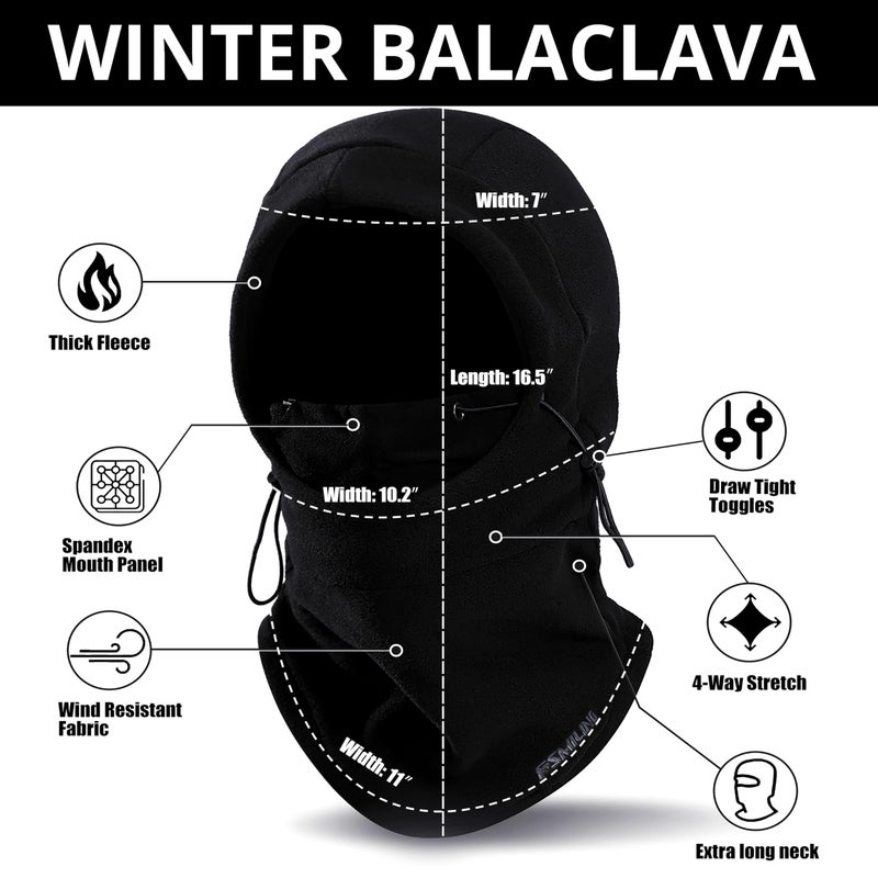 Fsmiling Fleece Balaclava Ski Mask for Men Women Winter Face Mask Full Face Cover Cold Weather Gear Skiing Snowboarding Neck Gaiter - Image 3