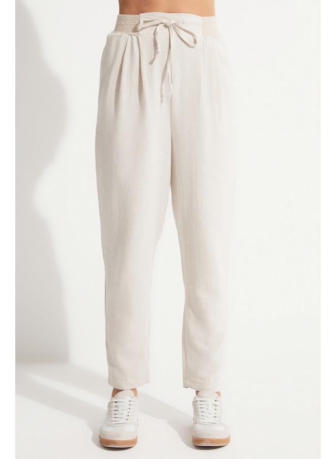 June Elastic Waist Trouser Stone - Image 4