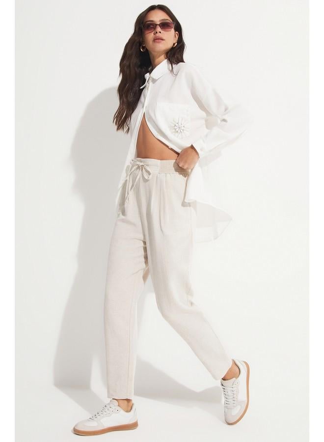 June Elastic Waist Trouser Stone - Image 2