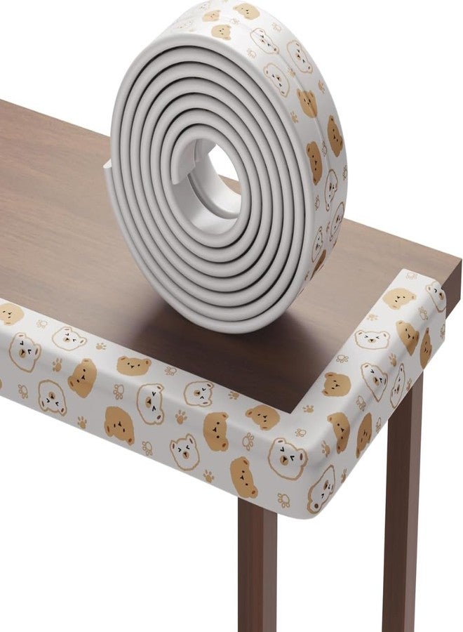 Agabani Baby Safety Edge Protector Cute Bear Print Soft Foam Corner Guard Strip for Table Edges Self-Adhesive Anti-Collision Cushion for Kids Furniture Safety Flexible Desk Edge Bumper Roll (Grey) - Image 1