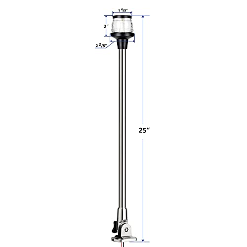 MARINE SYSTEM Made 3NM LED Fold Down Boat Stern Light All Round 360 Boat Anchor Light for Pontoon and Fishing Boat 1224V 25 SS - Image 3
