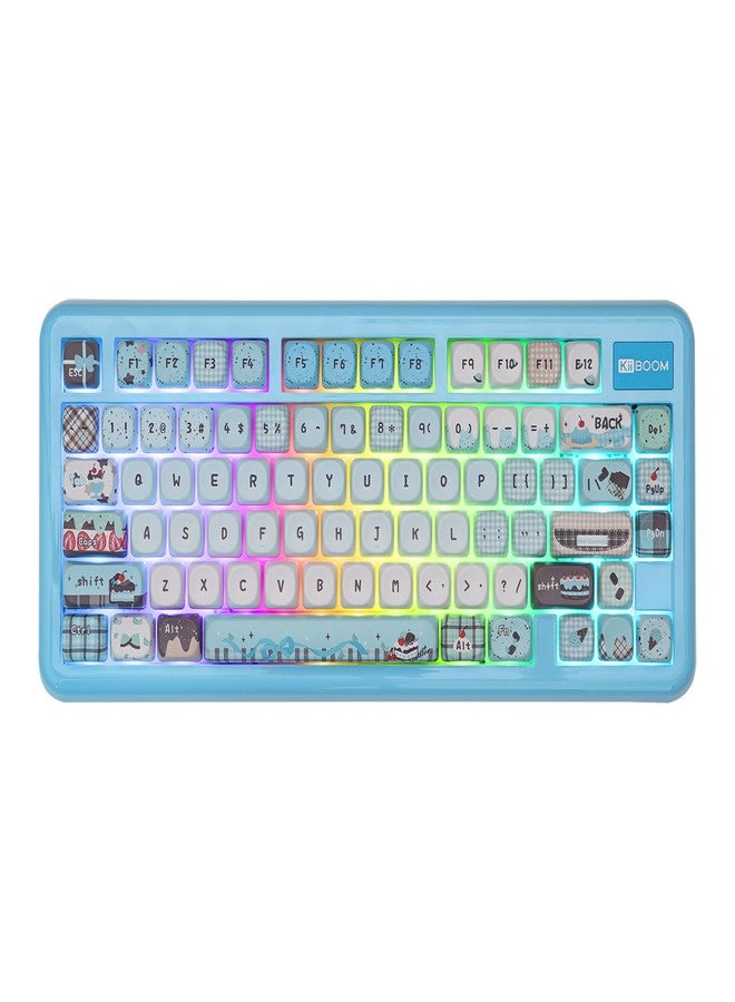 KiiBOOM Phantom81 Lite 75% Gasket Mechanical Keyboard, QMK&VIA Programmable, 3 Modes Wireless Gaming Keyboard, RGB Backlights, ABS Case + UV Tech, Hot-Swappable for Windows/Mac/Linux (Blue) - Image 1