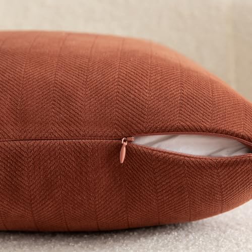 MANDIOO Pack of 2 Chenille Throw Pillow Covers Elegant Design Soft and Luxurious Decorative Cushion Covers Pillowcase Couch Sofa Bedroom Living Room Home Decor 26x26 Inch Rust - Image 3