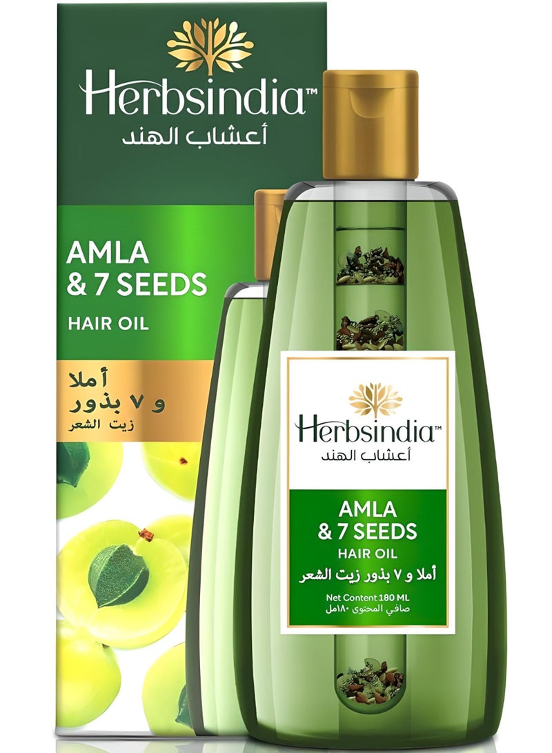 Herbsindia Amla & 7 Seeds Hair Oil With Nourish Tube 180ml - Image 1