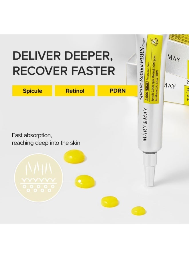 MARY & MAY Spicule Retinol PDRN Cream - Korean Face Moisturizer with Marine Spicules & Nano Liposome Retinol - Pore Texture Firming Treatment, Ceramide Panthenol for Sensitive Skin, 15g / 0.5 oz - Image 3