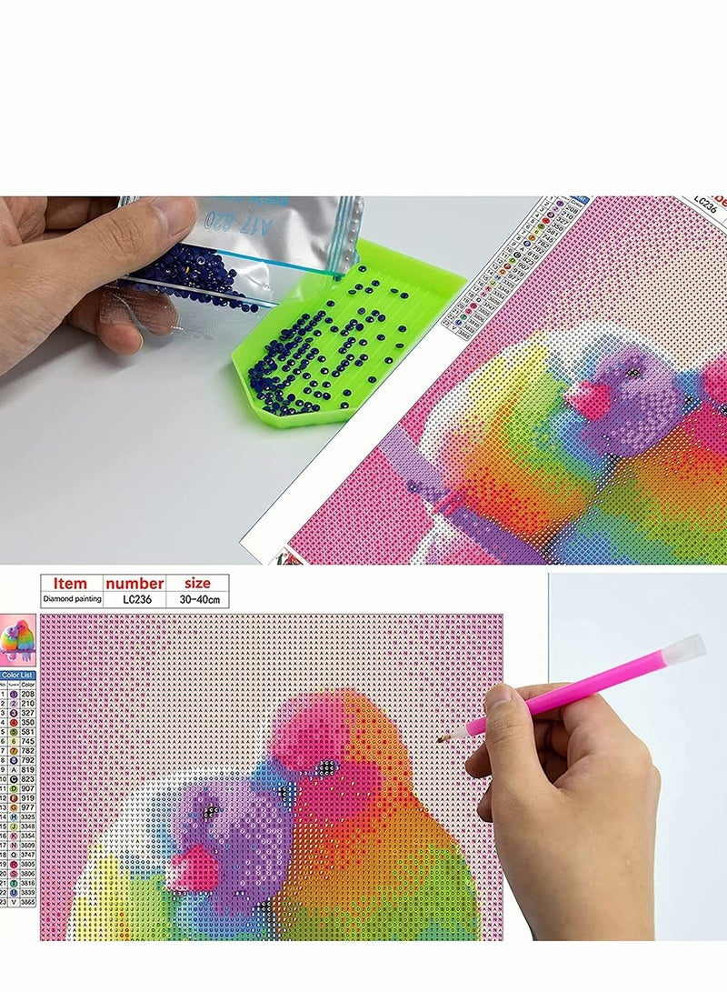 Excefore Color Parrot 5D Full Drill Diamond Art Painting Kit for Kids Crystal Rhinestone Painting Accessories Embroidery Paint with Diamond 12 x 16 Inch - Image 4