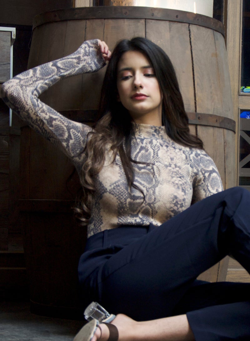 P FOR PRETTY Snake Print Top - Image 1