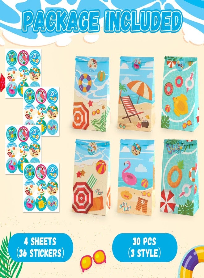 HEJIN 30 PCS Pool Party Favor Bags with 36 Stickers, Summer Gift Bags Pool Party Decorations Supplies for Kids, Mermaid Goodie Bags Beach Gifts for Birthday, Baby Showers, Wedding - Image 3