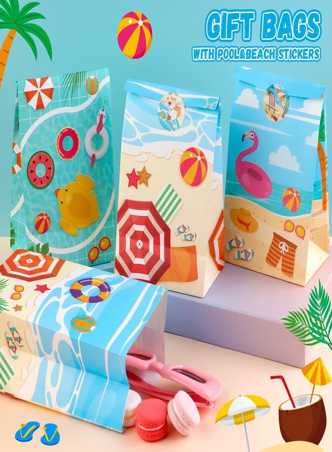 HEJIN 30 PCS Pool Party Favor Bags with 36 Stickers, Summer Gift Bags Pool Party Decorations Supplies for Kids, Mermaid Goodie Bags Beach Gifts for Birthday, Baby Showers, Wedding - Image 4