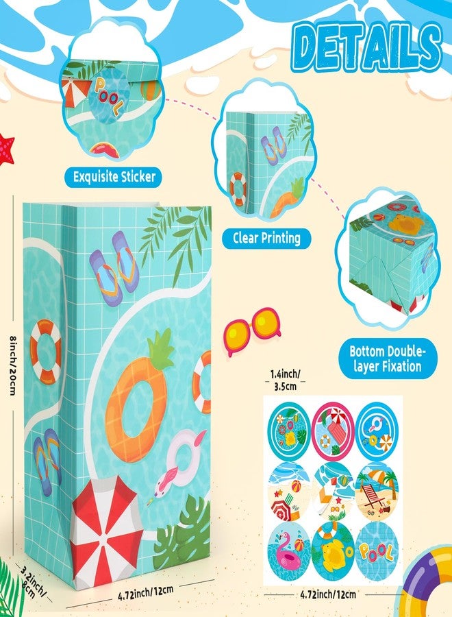 HEJIN 30 PCS Pool Party Favor Bags with 36 Stickers, Summer Gift Bags Pool Party Decorations Supplies for Kids, Mermaid Goodie Bags Beach Gifts for Birthday, Baby Showers, Wedding - Image 2