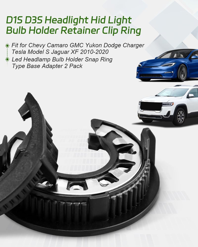 YUANTUO Headlight Bulb Holder Retainer Clip Ring Fit for Chevrolet/GMC/Dodge/Jaguar/Evoque/Tesla 2010-2020, Headlamp Bulb Holder Retainer Snap Ring Type C, 2 PCS - Image 2