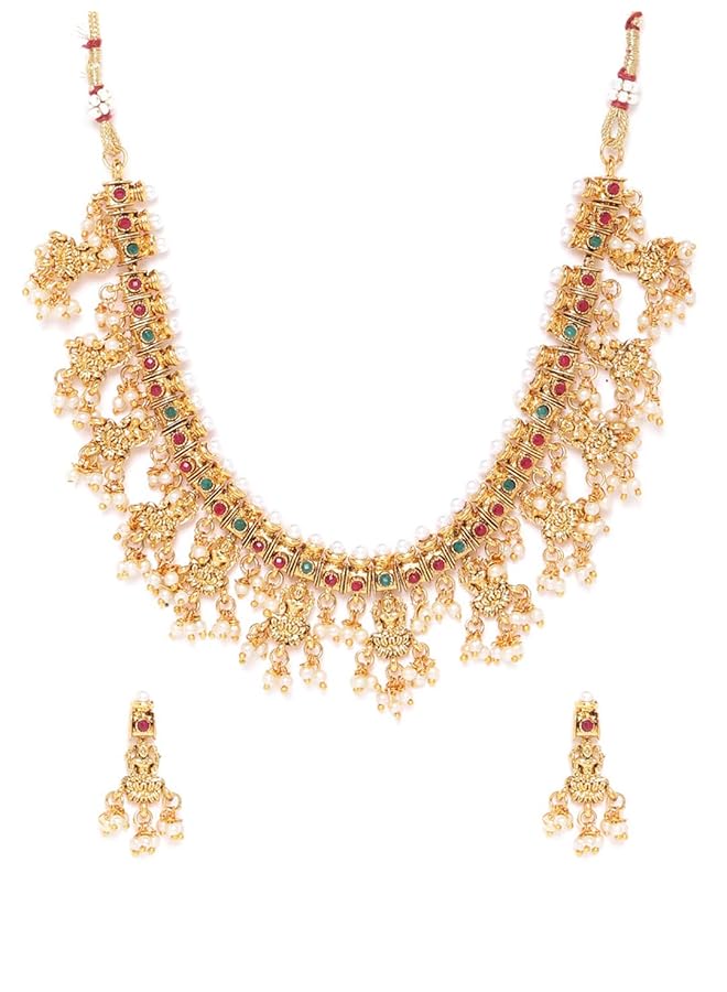 erorex Temple Jewelery Set For Women Golden Zpfk9637 - Image 1