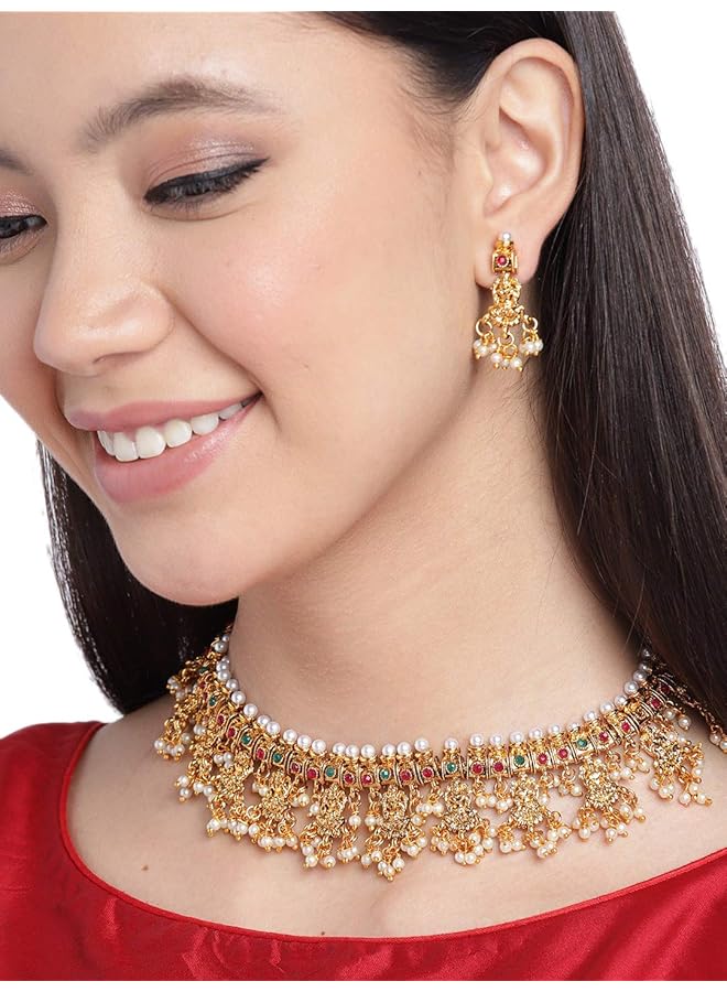 erorex Temple Jewelery Set For Women Golden Zpfk9637 - Image 2