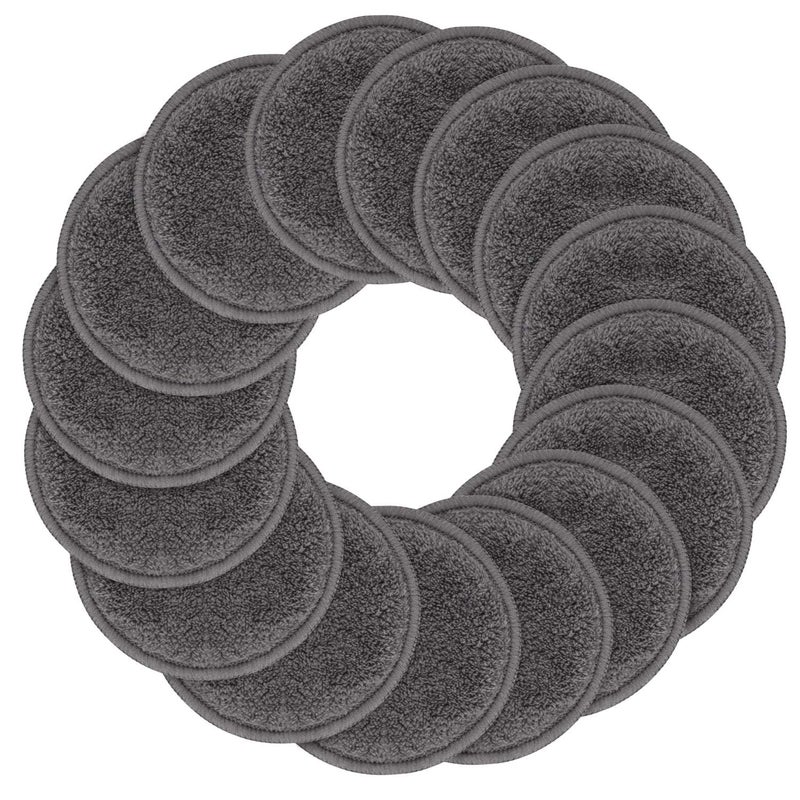 SUNLAND Reusable Makeup Remover Pads for Face,Eye,Lips 16 Pack Microfiber Face Cleansing Gloves Washable with Laundry Bag and Travel Bag Rounds Toner Pads (Round 3.15inchx16, Dark Grey) - Image 1