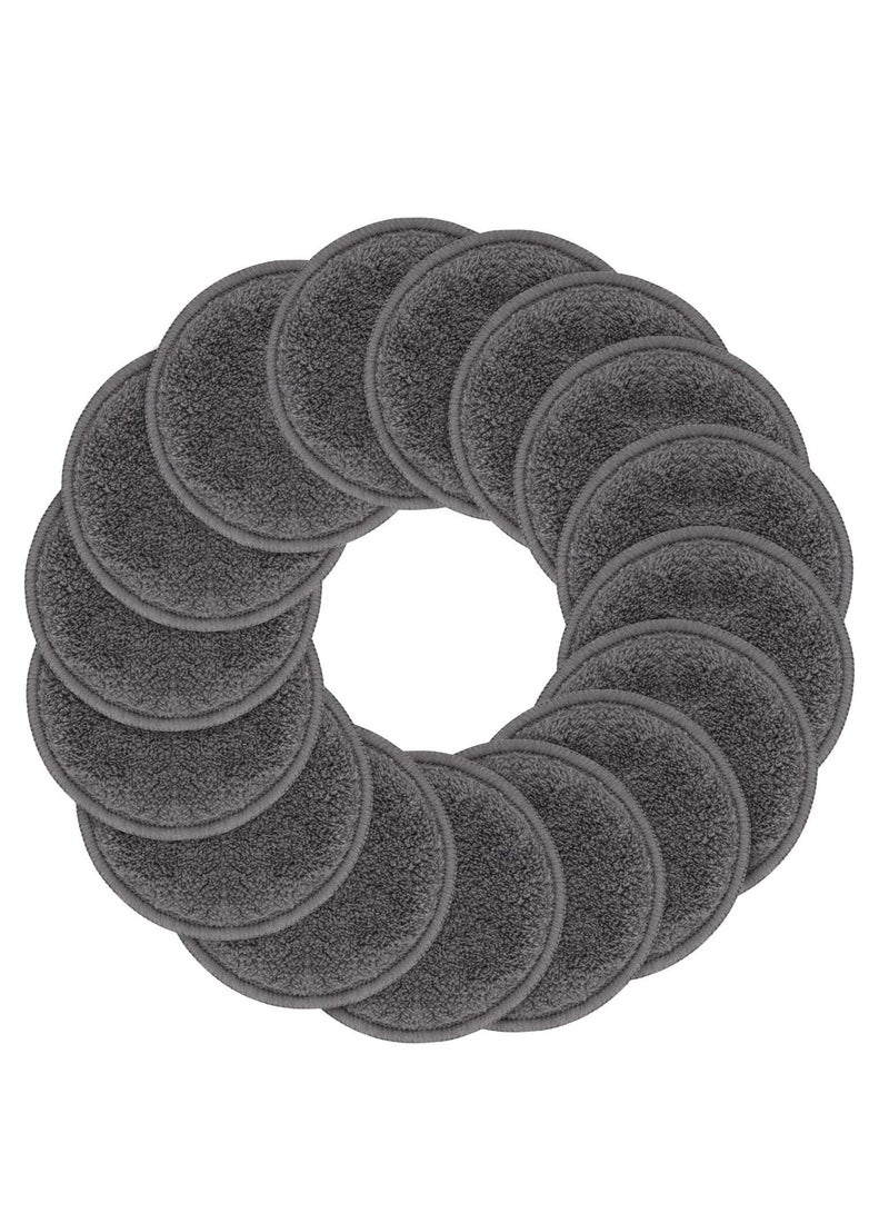 SUNLAND SUNLAND Reusable Makeup Remover Pads for Face,Eye,Lips 16 Pack Microfiber Face Cleansing Gloves Washable with Laundry Bag and Travel Bag Rounds Toner Pads (round 3.15inchx16, dark grey)  - Image 1