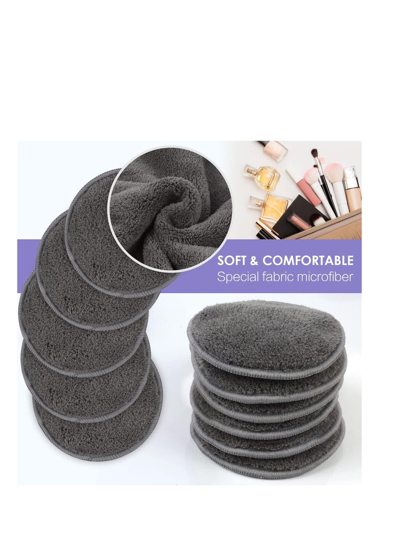 SUNLAND SUNLAND Reusable Makeup Remover Pads for Face,Eye,Lips 16 Pack Microfiber Face Cleansing Gloves Washable with Laundry Bag and Travel Bag Rounds Toner Pads (round 3.15inchx16, dark grey)  - Image 2