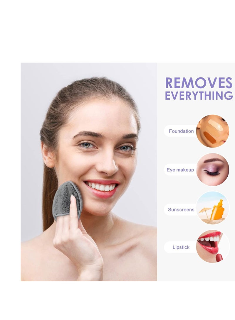 SUNLAND SUNLAND Reusable Makeup Remover Pads for Face,Eye,Lips 16 Pack Microfiber Face Cleansing Gloves Washable with Laundry Bag and Travel Bag Rounds Toner Pads (round 3.15inchx16, dark grey)  - Image 3