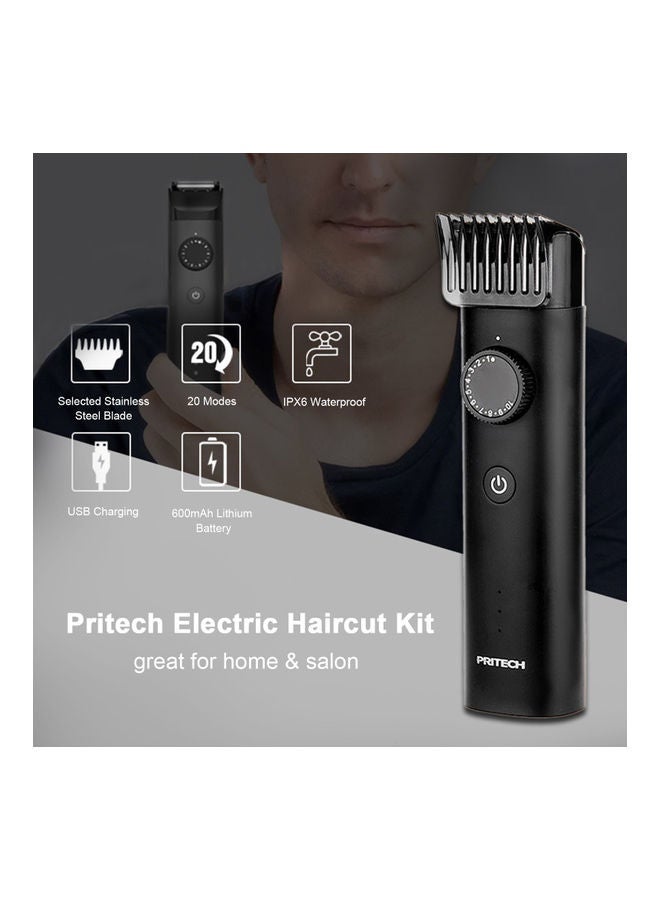 NIBEMINENT Electric Haircut Kit USB Charging Hair Clippers Adjustable Guide Comb Black - Image 3