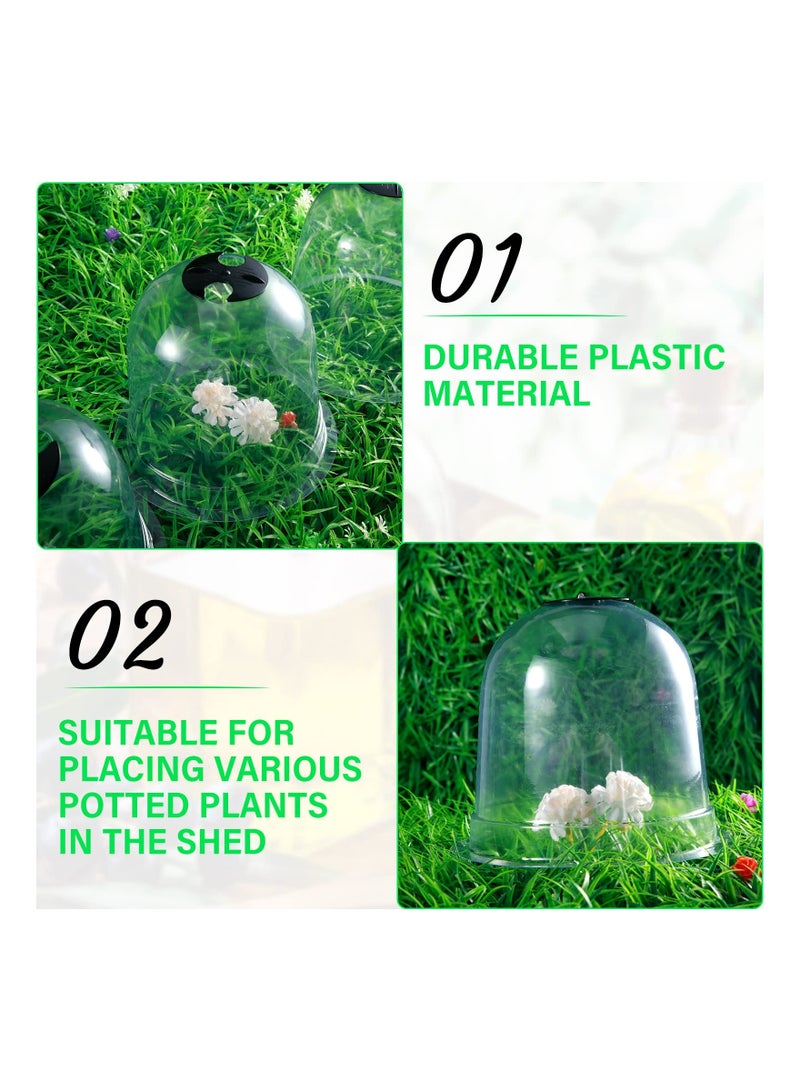 Excefore 10 Pcs Garden Cloche Humidity Plant Dome, 7.68" Dia x 6.7" H Reusable Thick Garden Plant Protector Bell Covers Clear Plastic Dome Mini Greenhouses with 40 Securing Pegs for Winter Outdoor Seed  - Image 3
